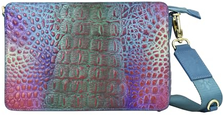 Anuschka Leder Damen Crossbody Tasche mit 3 Fächern, handbemalt - Embossed Daydream
