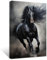 ZXHYWYM Bild eines rennenden Pferdes schwarzes Pferd Leinwandbilder Vintage Wildtier Poster abstrakte Kunstwerke für Büro Wanddekoration gerahmt (Bild-3, (40.00 x 60.00 cms))