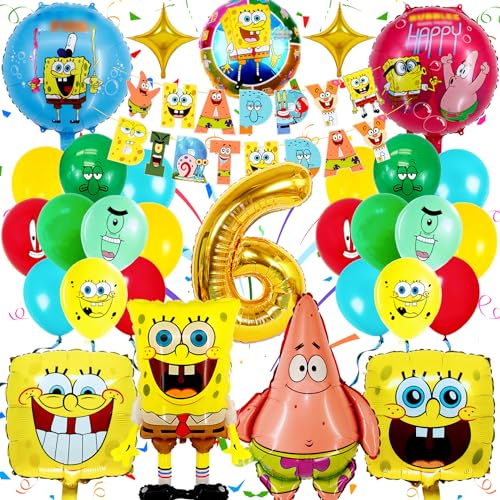 Sammelalbum Spongebob Geburtstagsdekoration, Spongebob, für 6 Jahre, 31 Stück, Partydekoration, Spongebob, Geburtstagsbanner, Spongebob