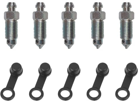 Vis de Purge Frein Boulon Banjo Vis Purge D'étrier Frein Banjo Boulon Purgeur Boulon Vis avec Capuchon M10x1MM Bleeder Vis pour Motocyclette 5 PC