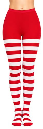 Simply Joshimo Womens Coloured Striped Tights For Halloween, Christmas & Fancy Dress - One Size (UK 6-14)