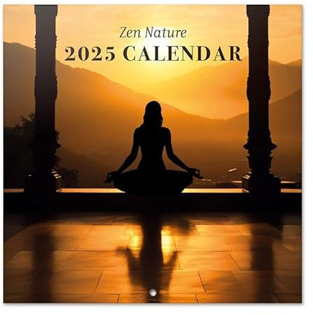 Zen Nature Wandkalender 2025 30,5 x 30,5 cm FSC® plastikfrei - Beginnt Woche am Sonntag | Quadratischer Wandkalender | Familienplaner Kalender 2025 | Naturkalender 2025