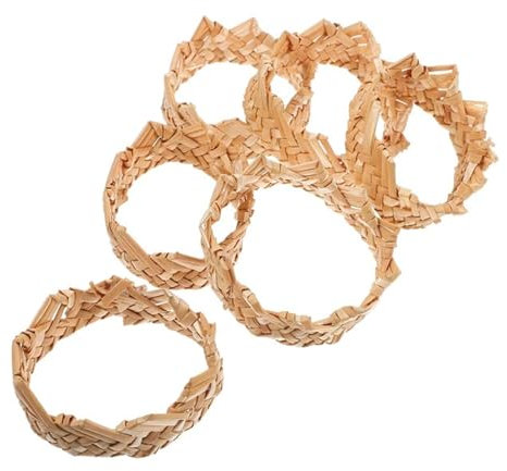 ZGXNYI 6 Pcs Rattan Straw Napkin Rings Dinner Party Banquet Holder Rustic Serviette Circle Table Rattan Napkin Ring