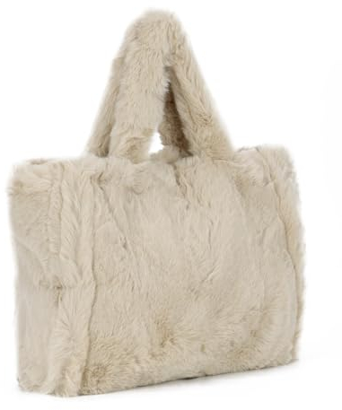 EVEOUT Flauschige Plüsch Schultertaschen Damen Große Kunstpelz Tote Shopper Plüsch Handtaschen Tragetasche Pelzige Umhängetaschen Arbeitstasche