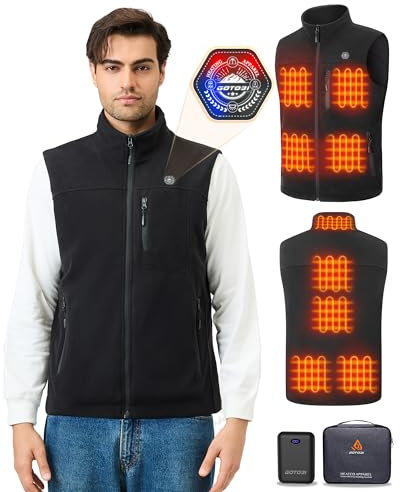 GOTOBI Gilet Chauffant Polaire homme Avec Batterie 16000mah 7,4v Incluse, 9 Zones De Veste Chauffante, Gilet Chauffant Electrique Avec 3 TempéRatures RéGlables Pour Le Travail En ExtéRieur
