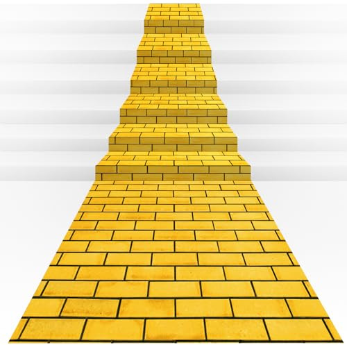 4.5 x 100 Feet Yellow Brick Road Floor Runner for Wizard Party Decorations,Roll of Disposable Brick Stone Wall Backdrop for Photography for Halloween Princess Cosplay Medieval Castle Party Decorations