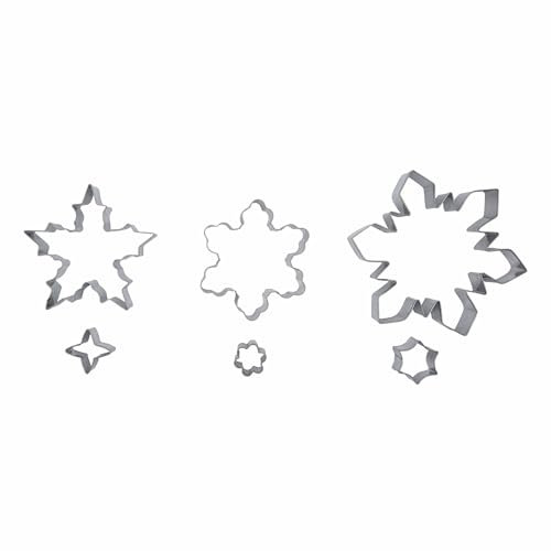 Zenker Christmas Cookie Cutters, 6 Piece Set, Snowflake Set of 6, Small Medium and Large, Biscuit Cutter Set for Baking, Cookie Cutters Pack of 6, Pastry Cutter, Stainless Steel, Silver