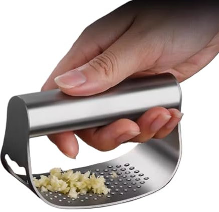 Easy-Clean Garlic Press, Stainless Steel, Grade Garlic Chopper, Easy-Squeeze Garlic Mincer, Crusher, Dishwasher Safe, Rust-proof Kitchen Tool