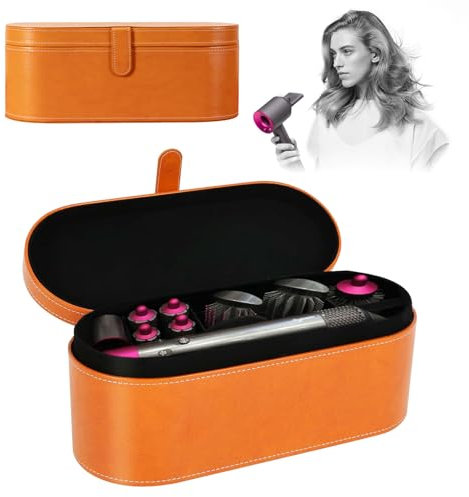 Forbabe Custodia per asciugacapelli, custodia per asciugacapelli, in pelle PU, custodia da viaggio portatile per asciugacapelli Dyson Supersonic, borsa per ferro arricciacapelli portatile (arancione)