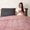 Brentfords Teddy Fleece Heavy Weighted Blanket for Adults Quilted Pockets Throw, Blush Pink, 150 x 200cm - 8kg
