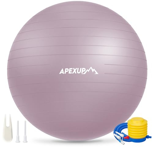 APEXUP Yoga-Ball, 299 kg, Anti-Burst-Gymnastikball mit Pumpe, 5 Größen (XXL (78,7 cm ~ 86,4 cm), 85 cm, Mauve)