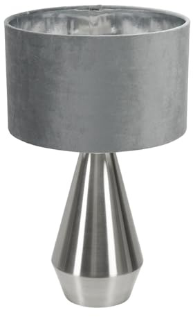 ValueLights | Jax Brushed Chrome Touch Table Lamp with Grey Velvet & Chrome Inner Shade & Warm White Bulb | Table Lamps, Home Décor & Improvement Essential