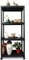 DUAS 4-5 Tier Plastic Shelving Rack Storage Unit Heavy-Duty Racking Shelves for Home, Office, Garage, Utility Room, Workshop, Black, Easy Assembly (1, 4 Tier)