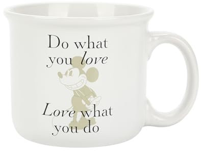 Disney Mickey Mouse Do What You Love - Tazza in ceramica bianca, 470 ml