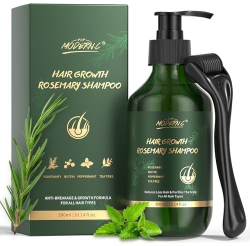Rosemary Shampoo with Biotin Tea Tree, Hair Growth & Anti Hair Loss, Cleanse Moisturize Hair and Keep Scalp Health, Stimulate & Revive Follicles, Rich in Natural Nutrients for Men Women, 300ml