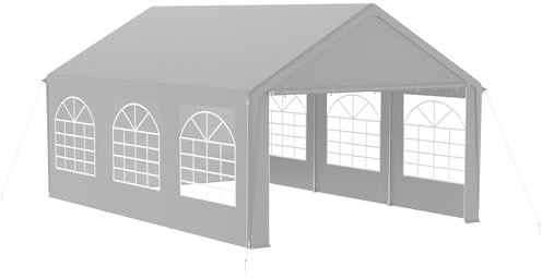 FIVMEN Pavillon Partyzelt 4x6 m mit 8 Abnehmbaren Seitenwänden Wasserdicht Stabil Winterfest Sonnenschutz Gartenpavillon Party Zelt Gartenzelt, Grau