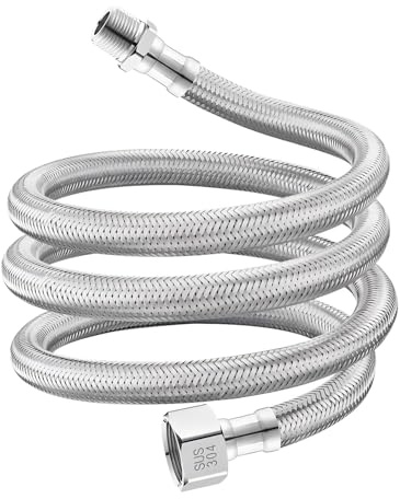 Qrity 1 Pezzi Tubo Di Collegamento Flessibile, G1/2 Femmina x G1/2 Maschio Tubo Flessibile Intrecciato In Acciaio Inossidabile, per Rubinetto, Scaldabagno, 150 cm
