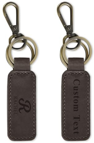 Naispanda Personalisierter Schlüsselanhänger aus Leder mit Gravur Individuelles Geschenk für Männer Vater Ehemann Freund