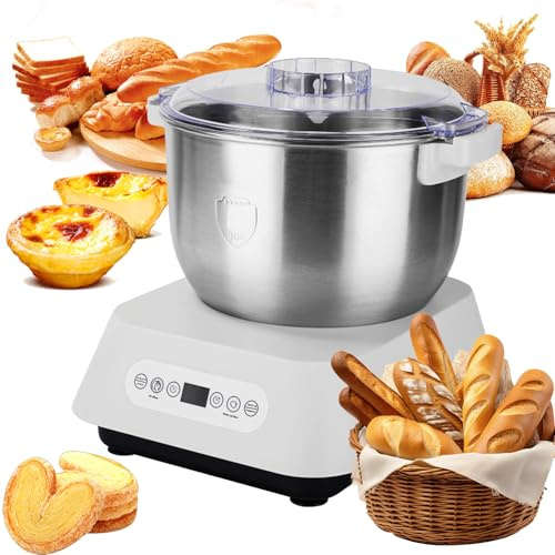 Dough Mixer, 7L Stainless Steel Dough Mixer with Thermostatic Fermentation, Timing Function & Touch Panel, Electric Dough Maker with Slicing Knife for Home Baking