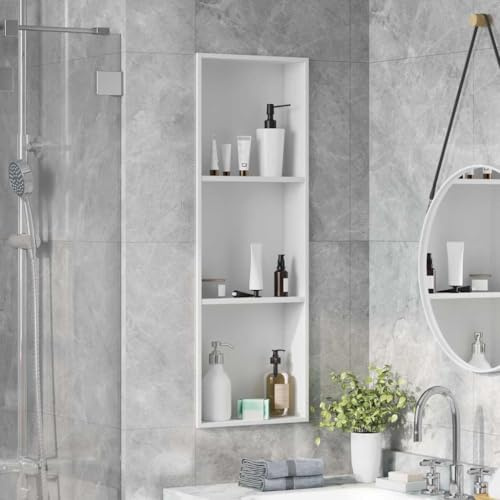 Niche de Douche Encastrable, Acier Inoxydable, Rangement Pratique, Design Élégant, Niche Salle de Bain, Meuble Cachette, Blanc, 90 x 30 x 9.5 cm