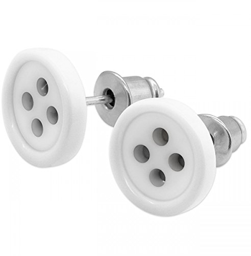 Soul-Cats kleine Knopf Ohrstecker in weiß für Damen Mädchen, Vintage Ohrringe im Retro Look aus Kunststoff