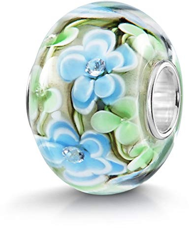 MATERIA by Matthias Wagner XXL Glas Beads - Damen Charms Anhänger Silber 925 Blumen