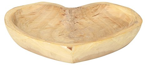 Creative Co-Op Decorative Chinaberry Wood Heart Shaped Bowl