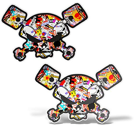 erreinge Sticker Bomb X2 Kolben Schädel Shaped Adhesive PVC für Abziehbild Tapete Auto Moto Helm Camper Laptop - 12 cm