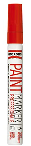 AREXONS | 2878 Paint Marker Rosso, Pennarello Permanente per Legno, Metallo, Plastica, Cartone, Resistente, Uso Interno & Esterno, Colore Durevole