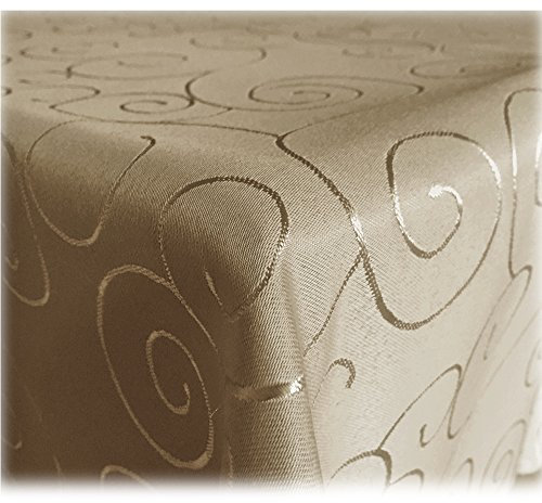 JEMIDI Tischdecke Ornamente Seidenglanz Edel Tisch Decke Tafeldecke 31 Größen und 7 Farben Cappuccino 160x360