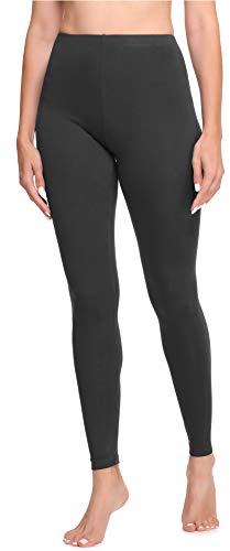 Ladeheid Leggings Damen aus Baumwolle Bequeme und Lange Leggins für Frauen für Frühling Sommer Herbst Winter Saison LA40-133 (Graphit, L)