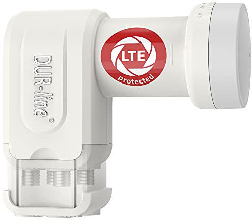 DUR-line +Ultra Quad LNB - 4 Teilnehmer weiß - mit LTE-Filter [ Test SEHR GUT *] 4-Fach, digital mit Wetterschutz, Full HD, 4K,Premium-Qualität
