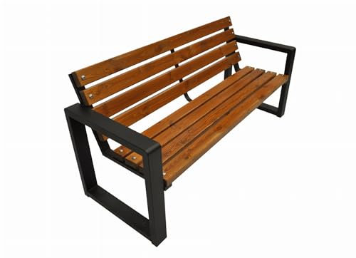 Primario Grande Gartenbank, Parkbank - Gartenmöbel, Outdoor Bank mit 350kg Tragfähigkeit - Sitzbank Holz Wetterfeste (Grande, Tik, 175cm - Sitzlänge, CE)