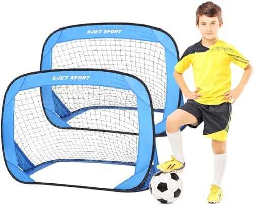 2er Set Tragbares Fussball Popup Tor - 120 x 80 x 80 cm - Fußballtor für Garten - Mit Tragetasche und Befestigungspins