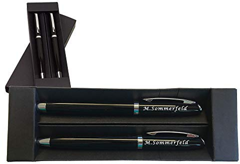 Juwelier Schönschmied - Schreibset mit Gravur & Wunschsymbolen Stift mit Gravur Inklusive Geschenk-Etui - Drehkugelschreiber & Rollerball (schwarzschreibend) Schreibset 6 PS6