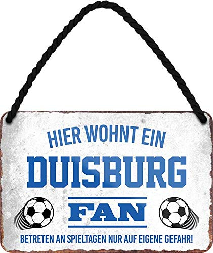 schilderkreis24 – Fußballschild Deko Garage Artikel Sport Verein Geschenkidee Club Weihnachten Fußball Fan Liebhaber Begeisterte 18x12 cm (Hier wohnt ein Duisburg Fan)