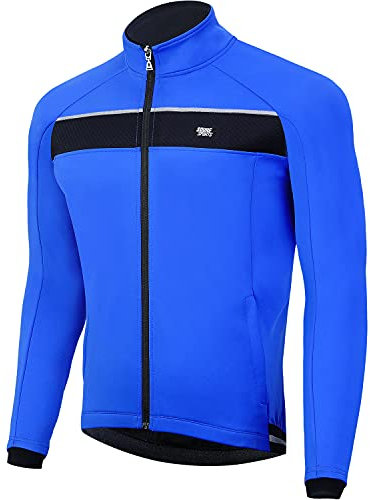 Souke Sports Veste de Cyclisme Coupe-Vent Thermique Imperméable Manche Longue pour Homme avec Matériaux Réfléchissants pour Cyclisme à Randonné, Course à Pied
