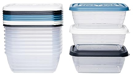 Kigima Gefrierdosen 12x0,46L rechteckig Bunt – Elegante Vorratsdosen mit Deckel luftdicht – Transparente Frischhaltedosen mit Deckel – Aufbewahrungsbox Küche für Mealprep & Organisation – Made in EU