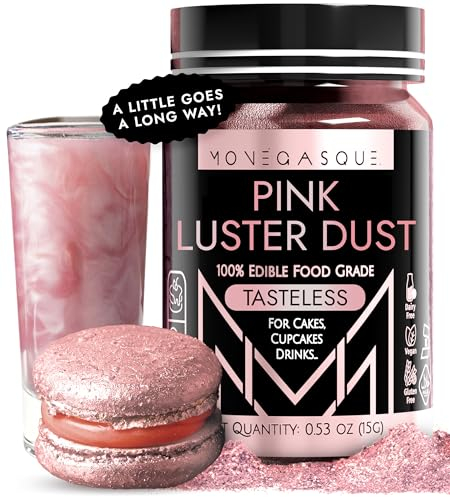 MONÉGASQUE Pink Edible Glitter for Drinks 15g – Cocktail Glitter for Drinks - Pink Drink Glitter - Edible Glitter for Cocktails - Edible Glitter for Cakes - Pink Edible Cake Glitter Lustre Dust