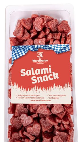 WURSTBARON® - Salami Mini Herzen - Original Wurst Snack Herzchen aus Bayern - 500g Big Pack - Snackbox Sticks