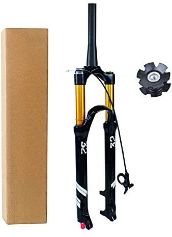 TOMYEUS MTB Suspension Fork 26 inch 27.5 29 er, Ultralight Magnesium alloy Bike Absorber 1-1/8 Bicycle Air fork Travel 140mm (Color : Tapered tube, Size : 26 inch - 130mm)