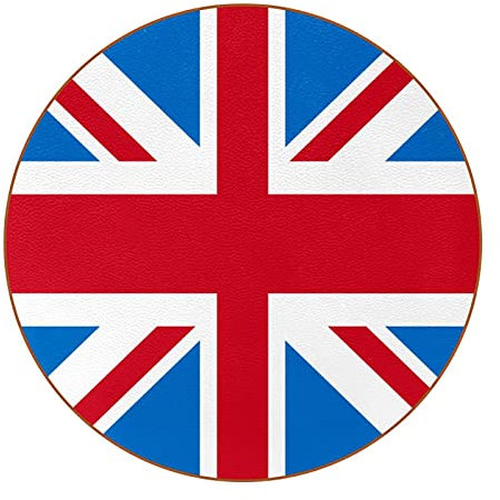 Set of 6 Coasters for Drinks, Retro Union Jack British Flag Pattern Round Coaster Cup Mat Heat-Resistant Reusable Saucers for Home Restaurant Office and Bar, 4 Inches