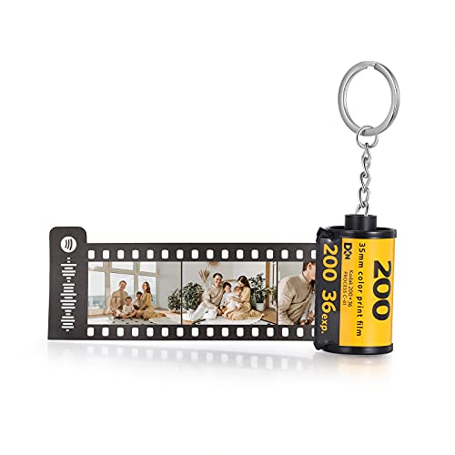 ALBERTBAND Personalised Keychain with Photo 5/8/10/15/20 pcs - Colorful Custom Camera Film Roll Album Keychain Gift Birthday Holiday for Men Women Lover Dad Mom Friend (Spotify code-5pcs)