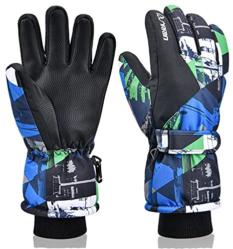 RunRRIn Skihandschuhe, wasserdichte Schneehandschuhe -34 ° F, Winterhandschuhe für kaltes Wetter, warme Snowboardhandschuhe - für Männer, Frauen, Kinder, Jungen und Mädchen (Schwarz-Blau, XS)