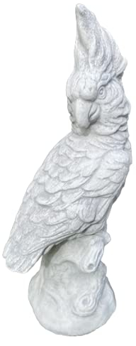 Massive Steinfigur Tierfigur Vogel Papagei Kakadu aus Steinguss Frostfest Gartendeko Deko-Figur für Haus Garten Moderne Statue Garten-Figur