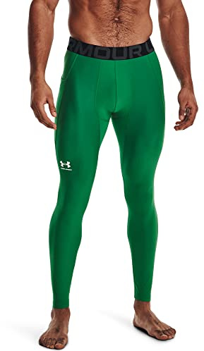 Under Armour Mens UA HG Armour Leggings Long Sports Leggings Breathable Tight Running Pants, (305) Team Kelly Green/White, XXL