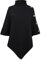 May Story Damen Pullover Poncho Asymmetrisch Rollkragen Jumper Strickschal Umhang Oberteil mit Knöpfen (One Size, Schwarz)