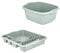 Plastic Rectangular Washing Up Bowl & Large Dish Drainer Rack Plate Holder Kitchen Sink 2 Pc Set (Sage)