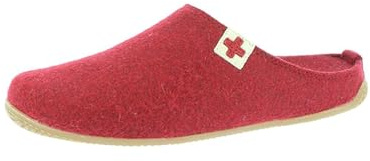 Living Kitzbühel Filz Pantoffeln mit Schweizer Kreuz – Bequeme Hausschuhe mit integriertem Fußbett, rutschhemmender Naturkautschuksohle, Wollfilz Obermaterial – Flexible, temperaturregulierende