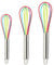Cheeroyal Lot de 3 fouets en silicone, fouets en silicone de cuisine Agitateur à œufs coloré en silicone avec poignée en acier inoxydable pour la cuisson au four (8/10/12 pouces) (ensemble 1)